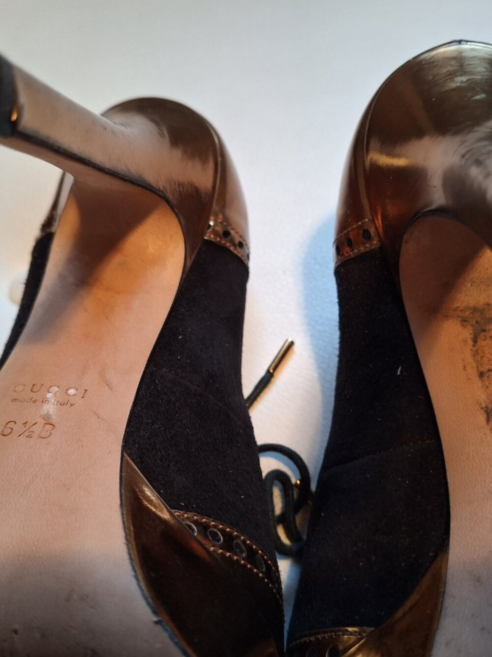 Gucci black and gold platform stiletto heels - Picture 6 of 16